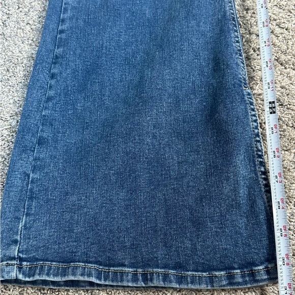 River Island Plus mid rise slit side flared jeans 14 XL medium blue stretch high - Picture 14 of 15
